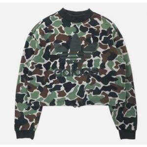 Camo Adidas Cropped Drawstring Sweatshirt Medium